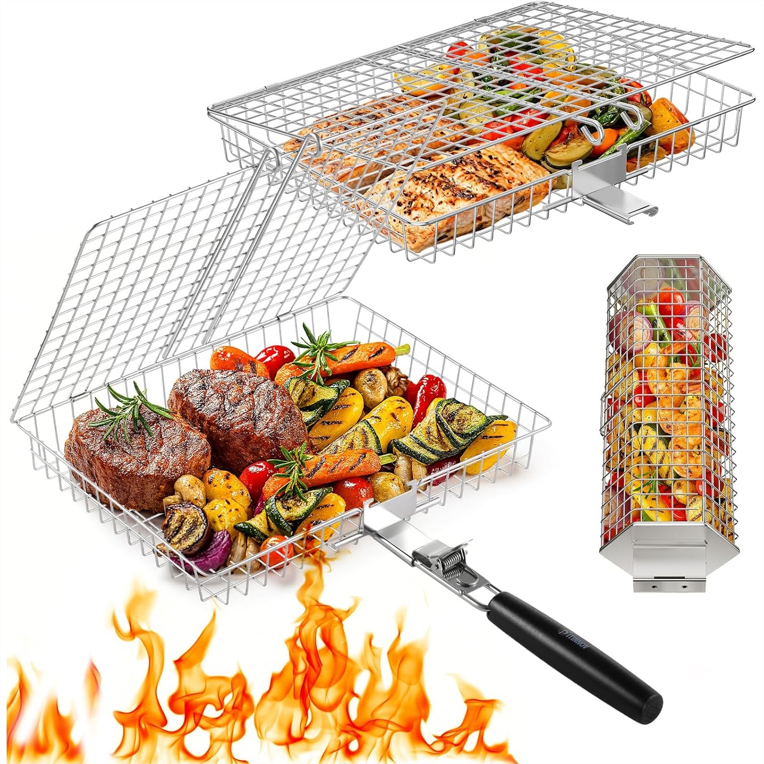Camping Cooking Gifts - Grill Baskets For Outdoor Grilling 3PCS