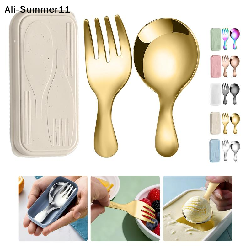 Camping Cooking - 【A6L】Steel Tableware Set Spoon Fork 2Pc