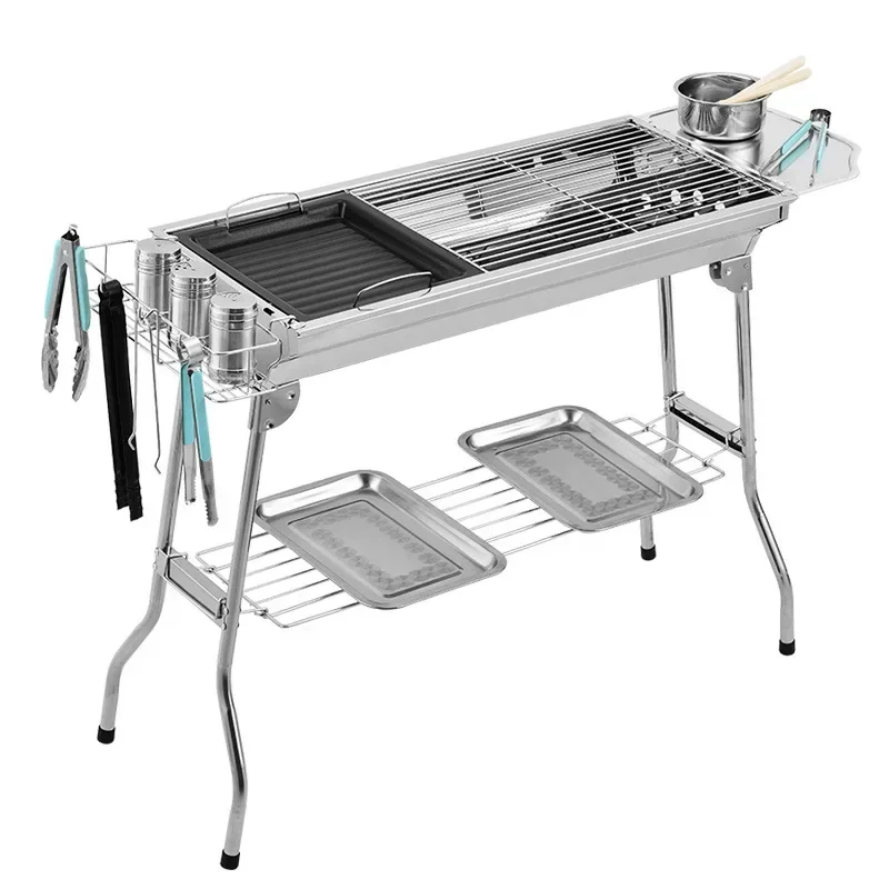 Large Stainless Steel BBQ Gril - Camp Grill Portable Folding recensione e prezzo