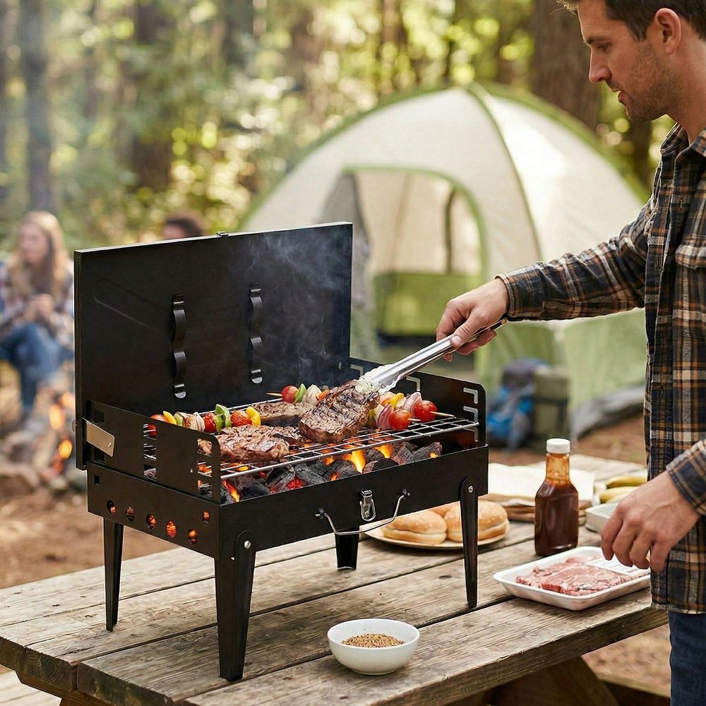 Charcoal BBQ Grill Kit, Foldab - Camping Cooking Bbq recensione e prezzo