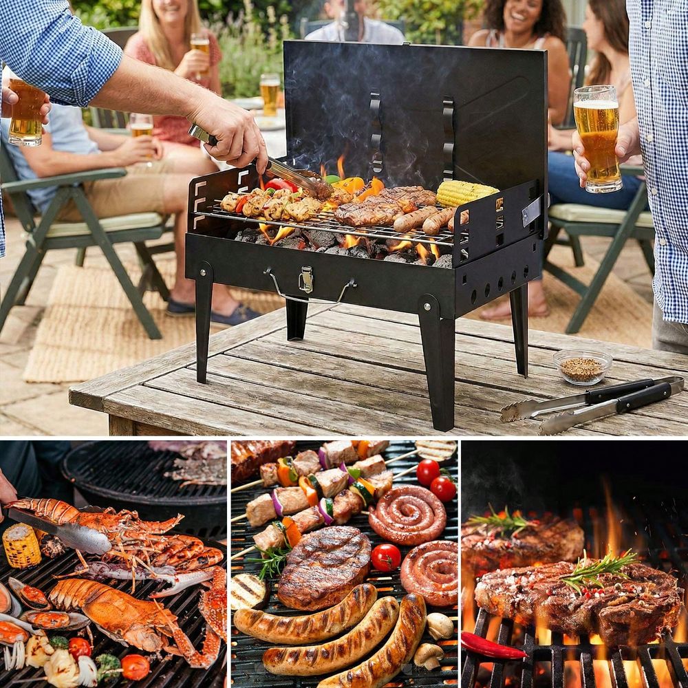 Charcoal BBQ Grill Kit, Foldab - Camping Cooking Bbq recensione e prezzo