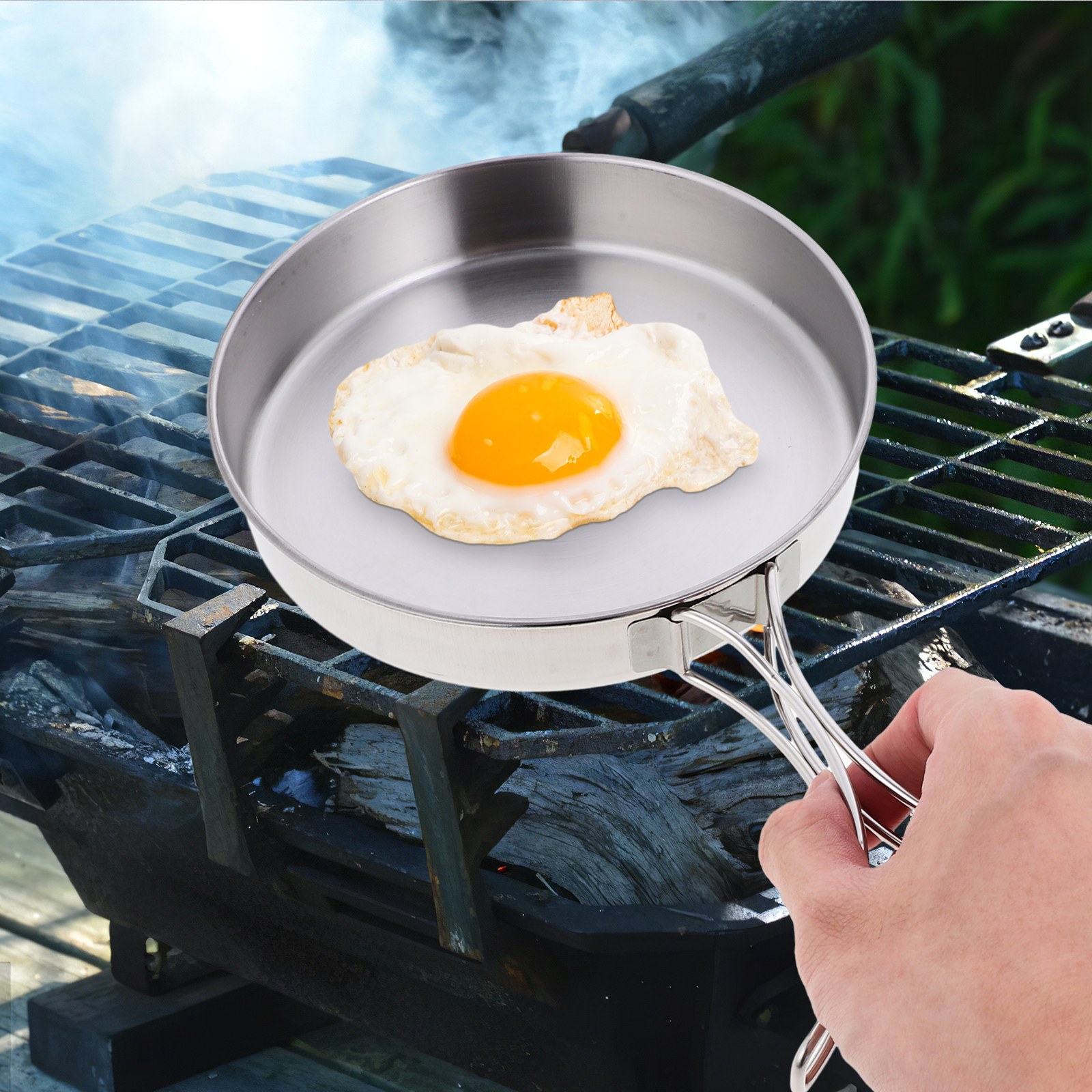 Portable Frying Pan Stainless  - Camping Cooking Candle recensione e prezzo