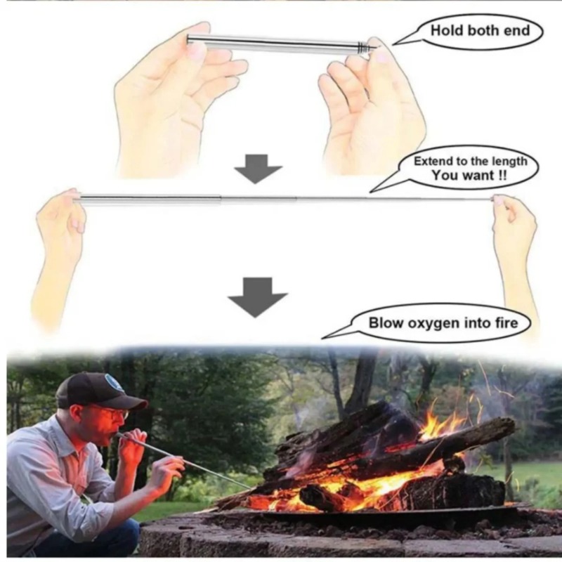 Stainless Steel Blowpipe Pocke - Camping Cooking Candle recensione e prezzo