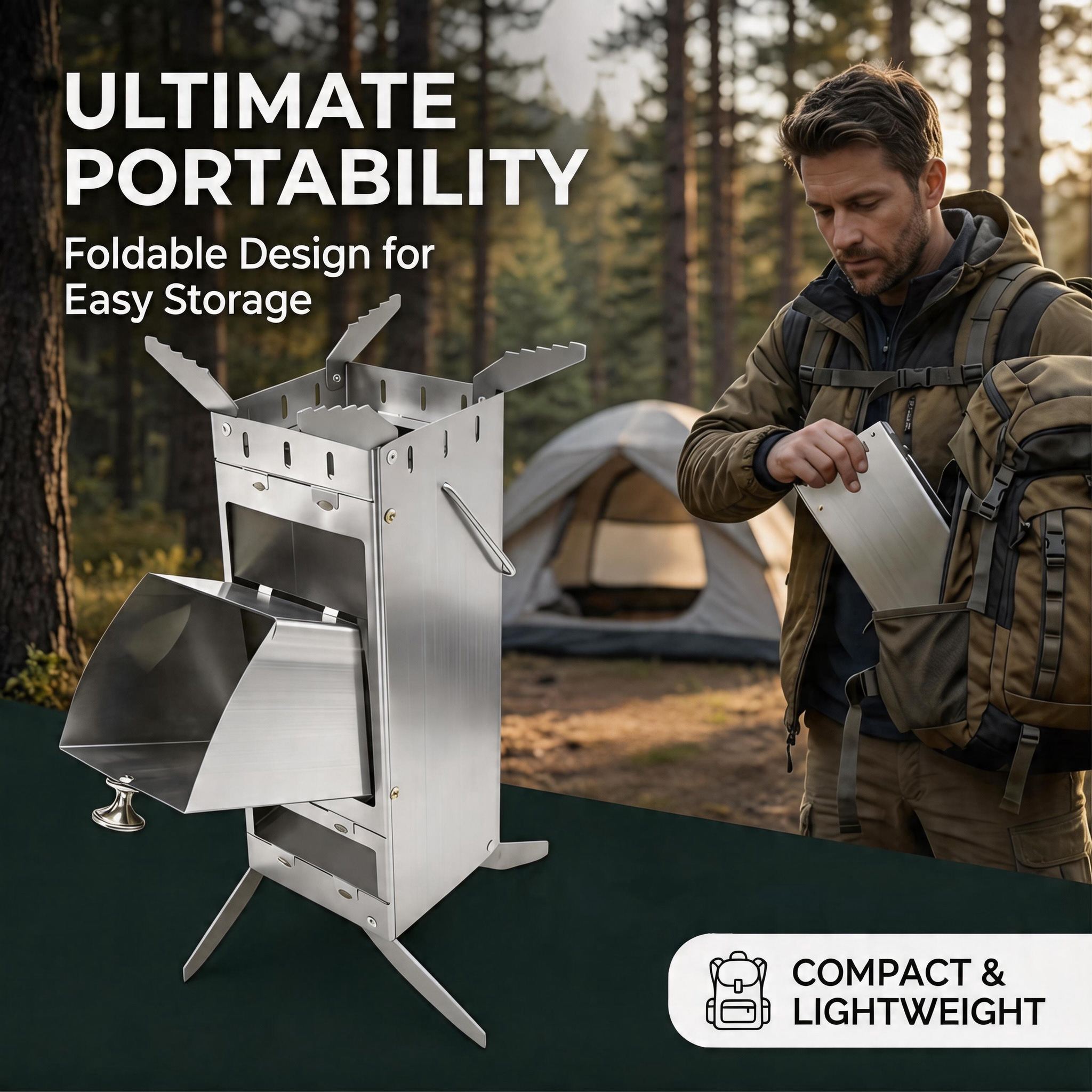 Portable Foldable Rocket Stove - Camping Cooking Equipment recensione e prezzo
