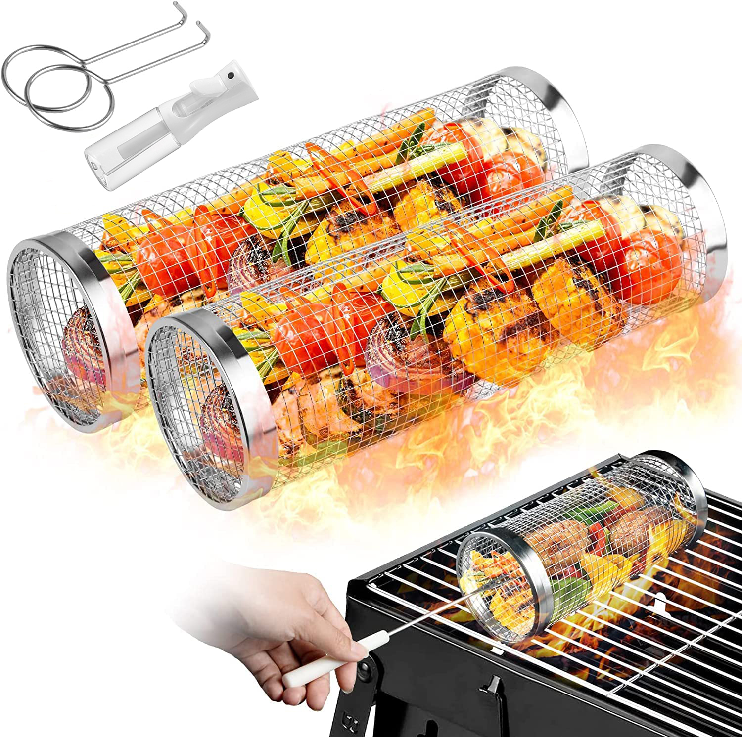 2 Pieces Rolling Grilling Bask - Camping Cooking Candle recensione e prezzo